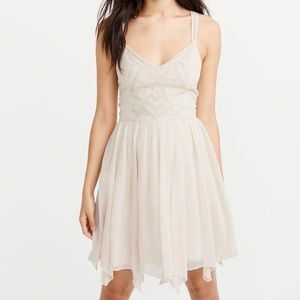 Abercrombie beaded cream chiffon skater dress